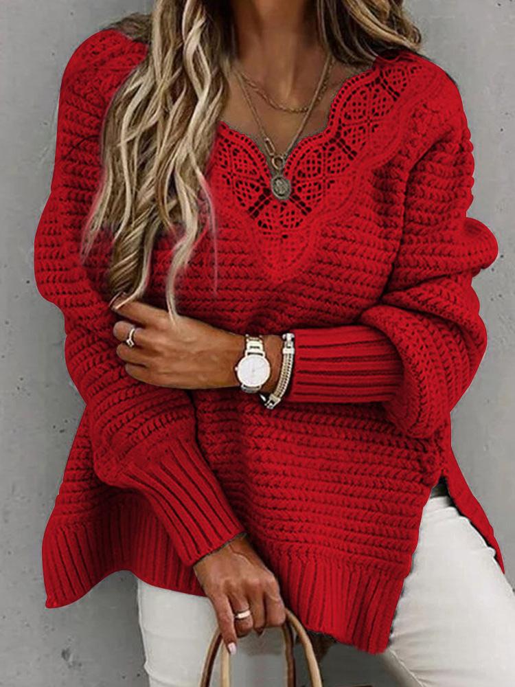 Chic v-neck stylish sweater for women