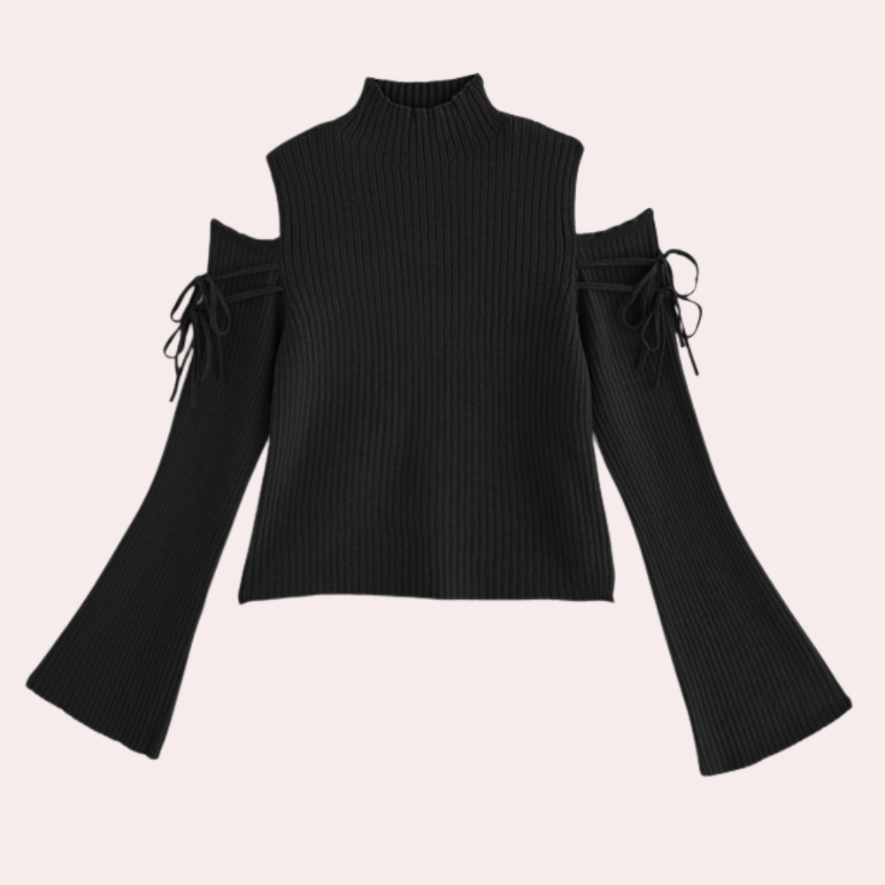 Cold shoulder long sleeve sweater for women